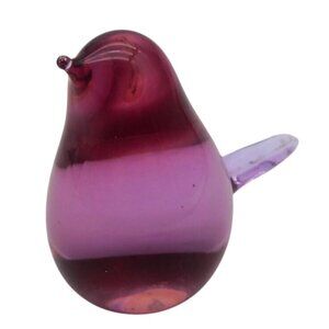 Vintage Glass Purple Burgundy Bird Paperweight Decorative Figure